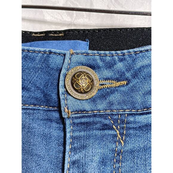 Democracy Jeans 16 AB Solution Blue Denim Straight Leg Elastic Waist Comfort - Picture 6 of 16